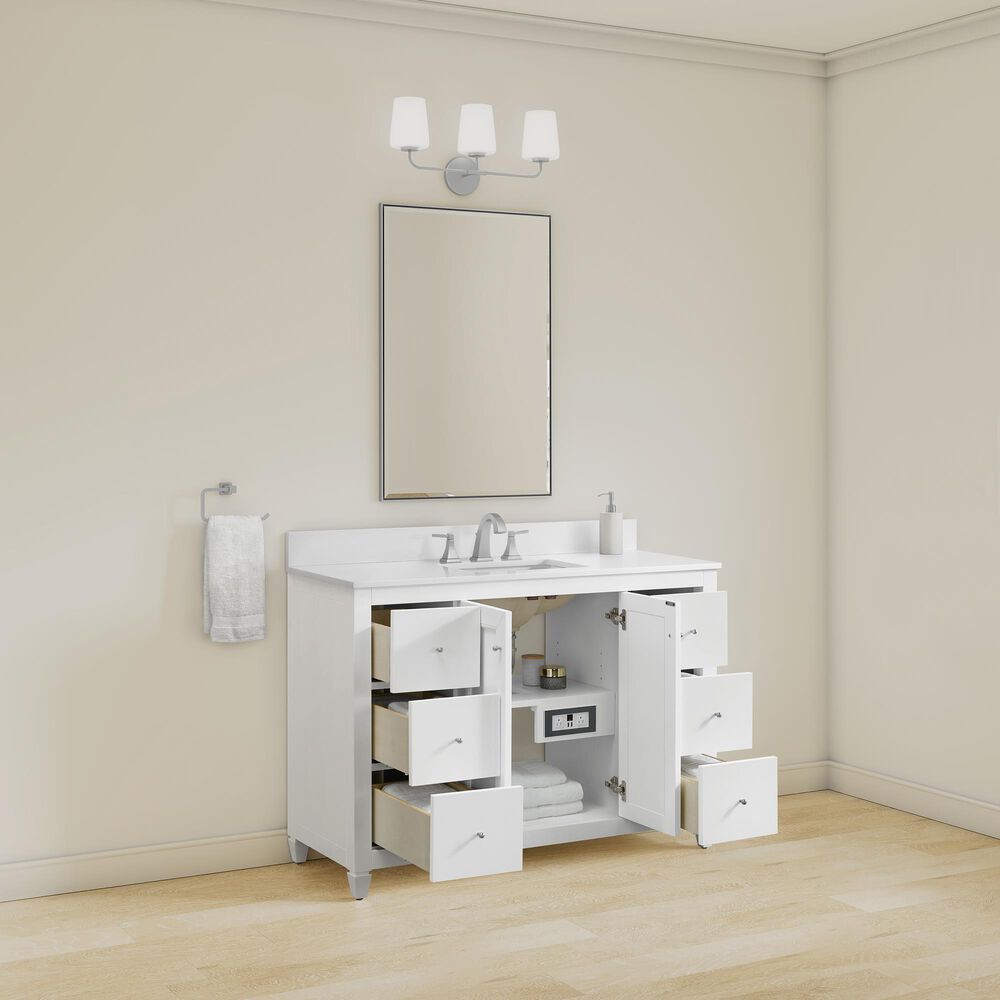 37B Claudine 48" Single Bathroom Vanity in Bright White with Glossy White Composite Stone Top and Backsplash, , large