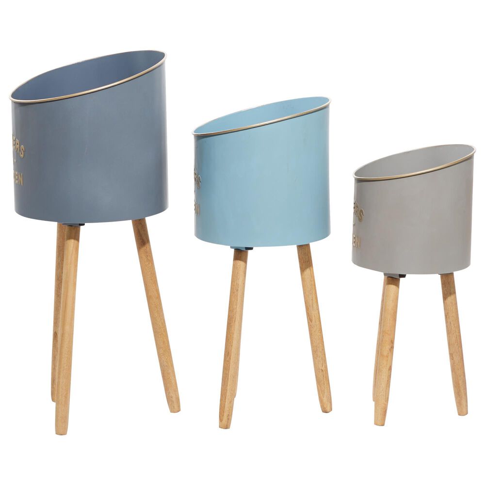 Maple and Jade Farmhouse Planter in Natural, Blue, Gray and Indigo &#40;Set of 3&#41;, , large