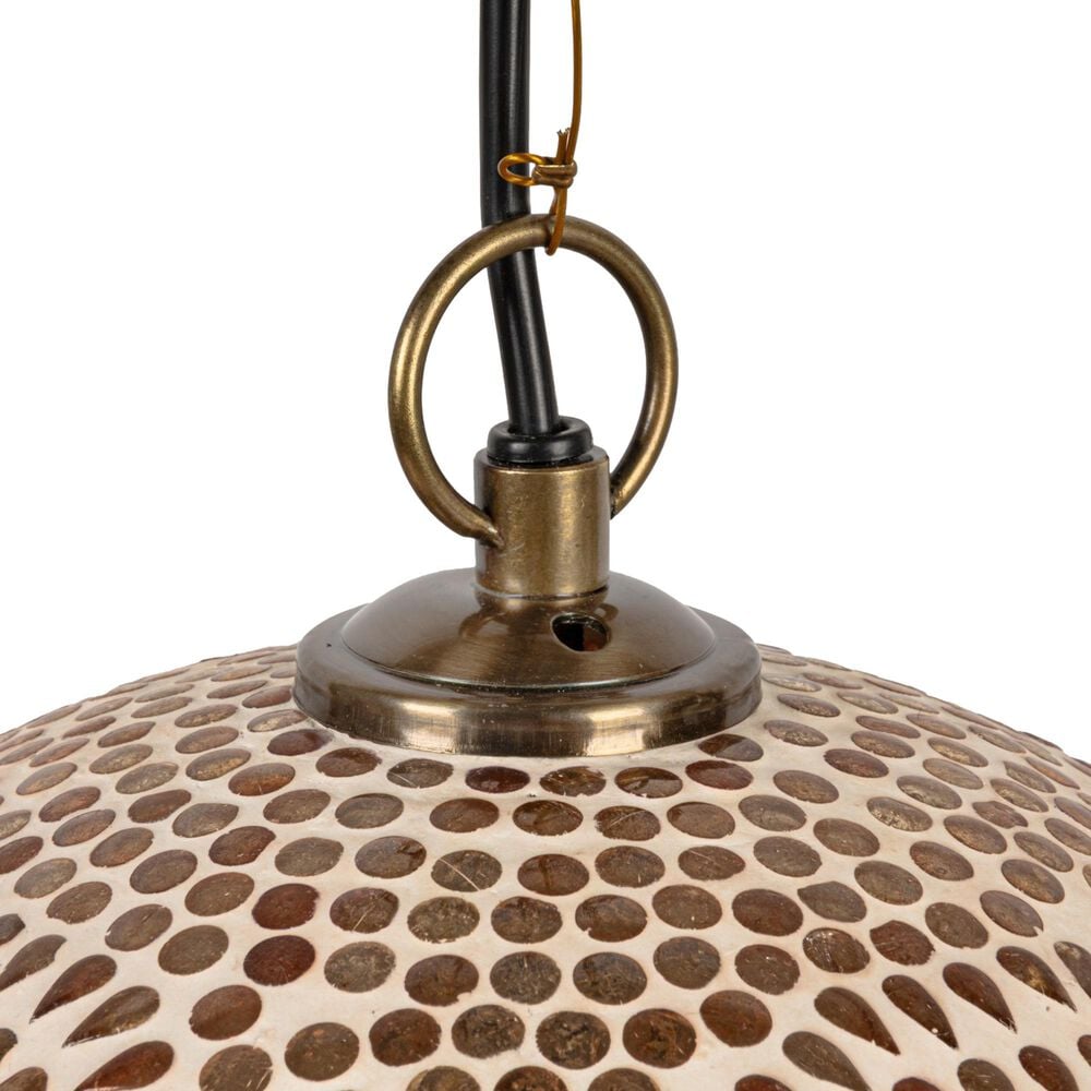 Teak Interiors 1-Light Glass Mosaic Pendant Lamp in Antique Gold, , large