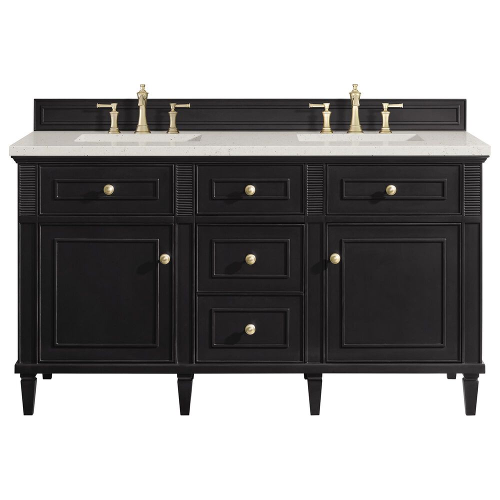 James Martin Vanities Lorelai 60&quot; Double Vanity in Black Onyx with 3 cm Lime Delight Quartz Top, , large