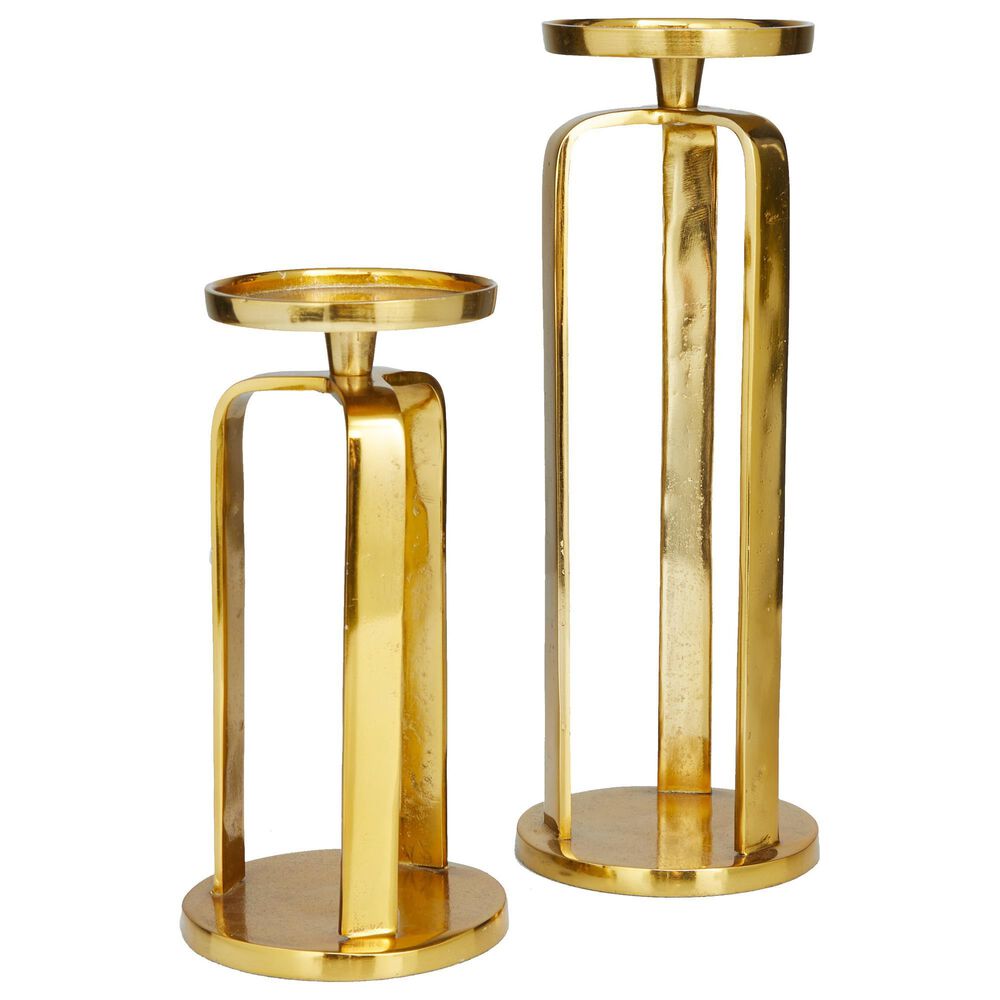 Maple and Jade Aluminum Candleholder in Gold (Set of 2), , large
