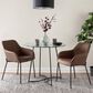 LumiSource Daniella Arm Chair with Espresso Faux Leather Cushion in Black (Set of 2), , large