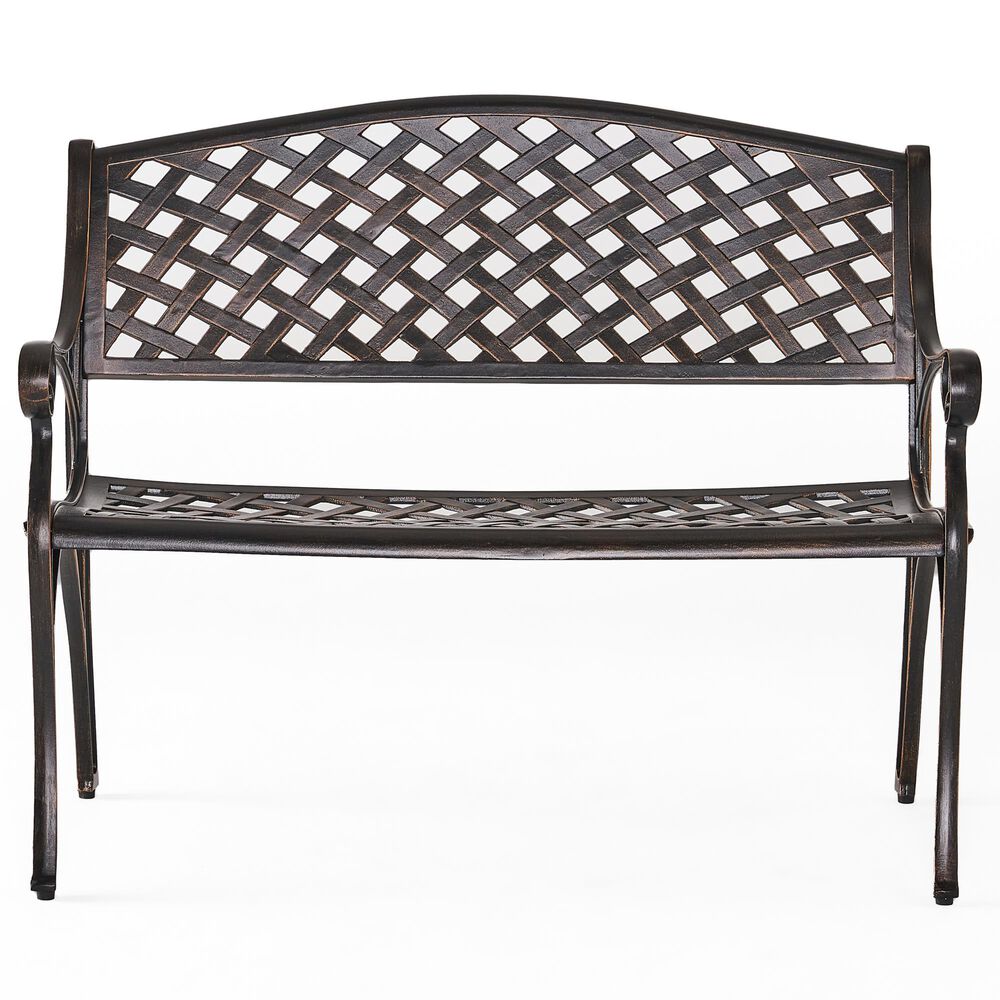 Hearth and Haven Spencer Patio Cast Bench in Copper, , large