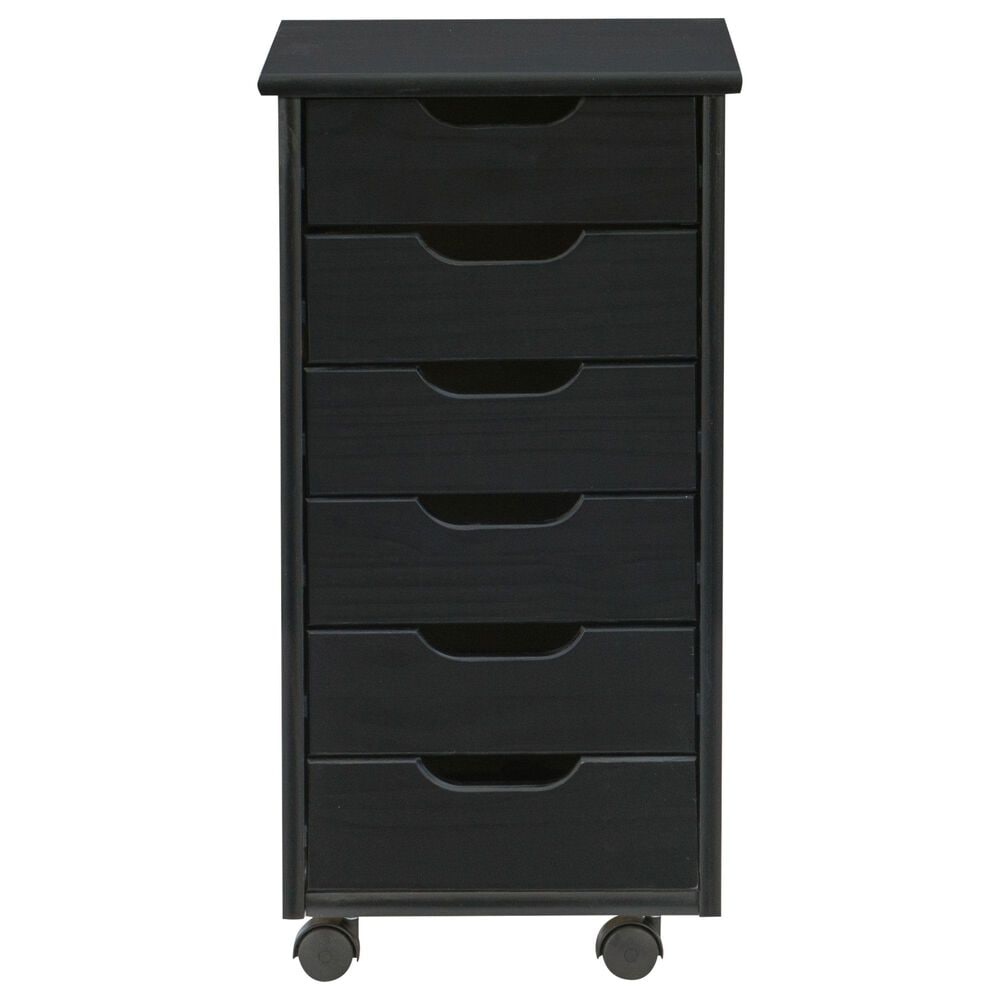 Linon Home Decor Cary 6-Drawer Rolling Cart in Black, , large