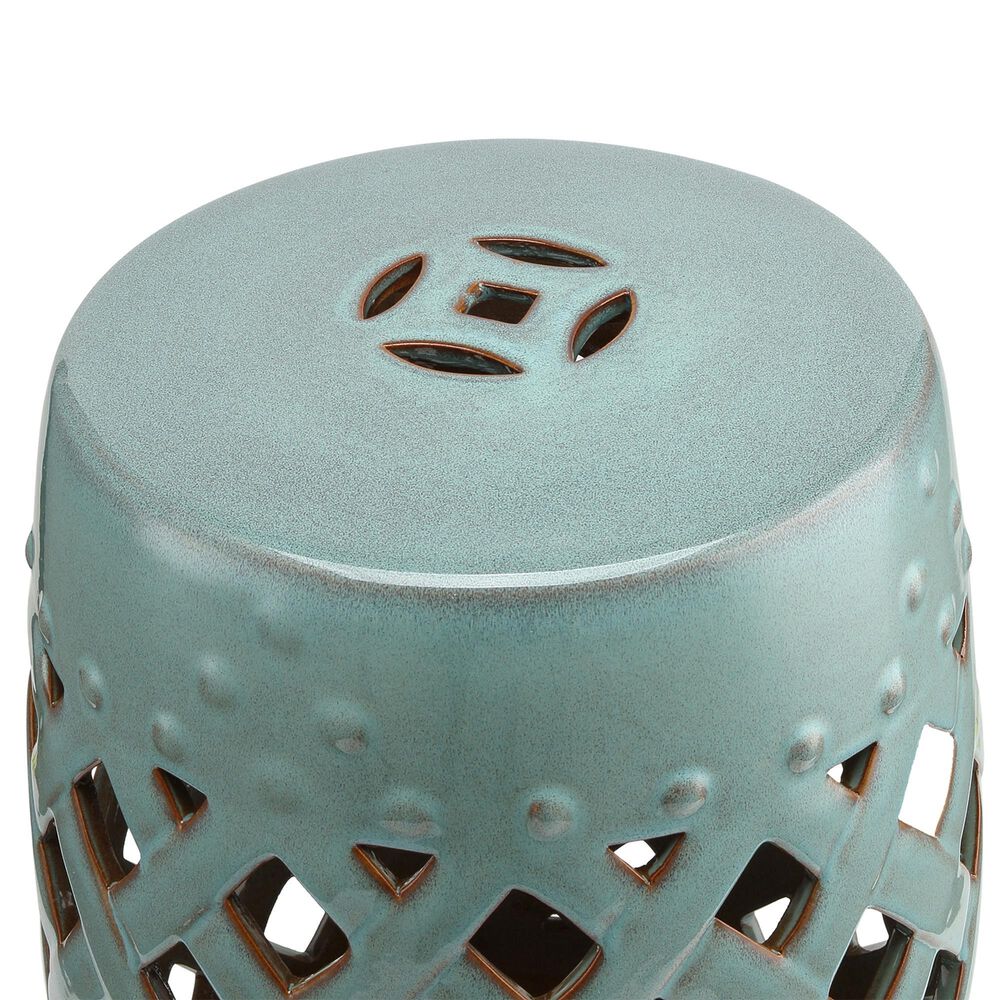 Hearth and Haven Outsunny Outdoor End Table with Woven Lattice Design in Blue, , large