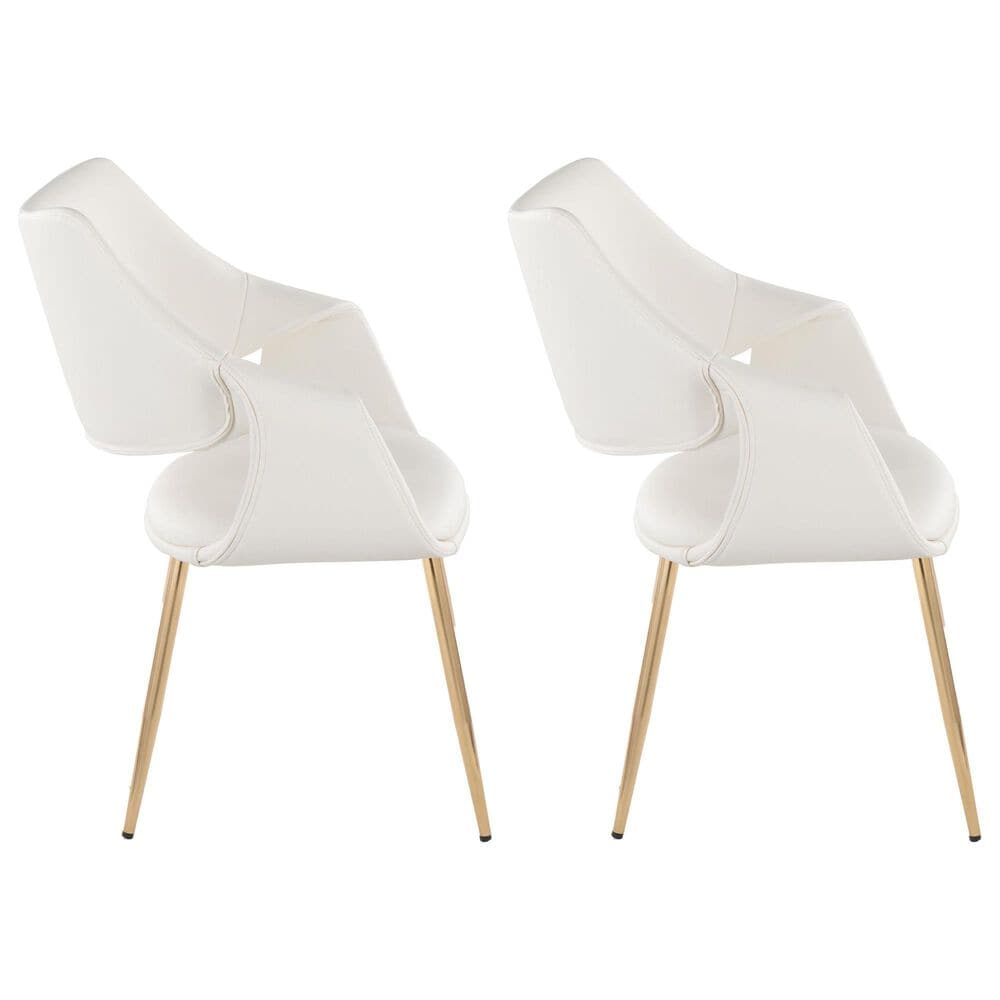 Lumisource Curvo Arm Chair with White Upholstered in Gold &#40;Set of 2&#41;, , large