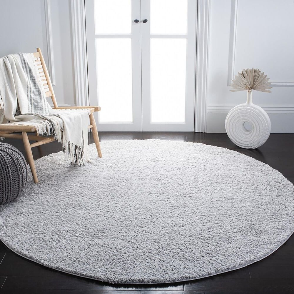Safavieh August Shag 6&#39;7&quot; Round Light Grey Area Rug, , large