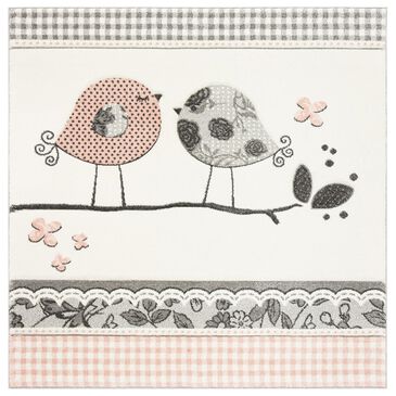 Safavieh Carousel CRK153 3" Square Pink and Ivory Kids Rug, , large