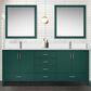 Lexora Home Jacques 80" Double Bathroom Vanity in Green with 2 cm White Cultured Marble Top and Rectangular Sinks, , large