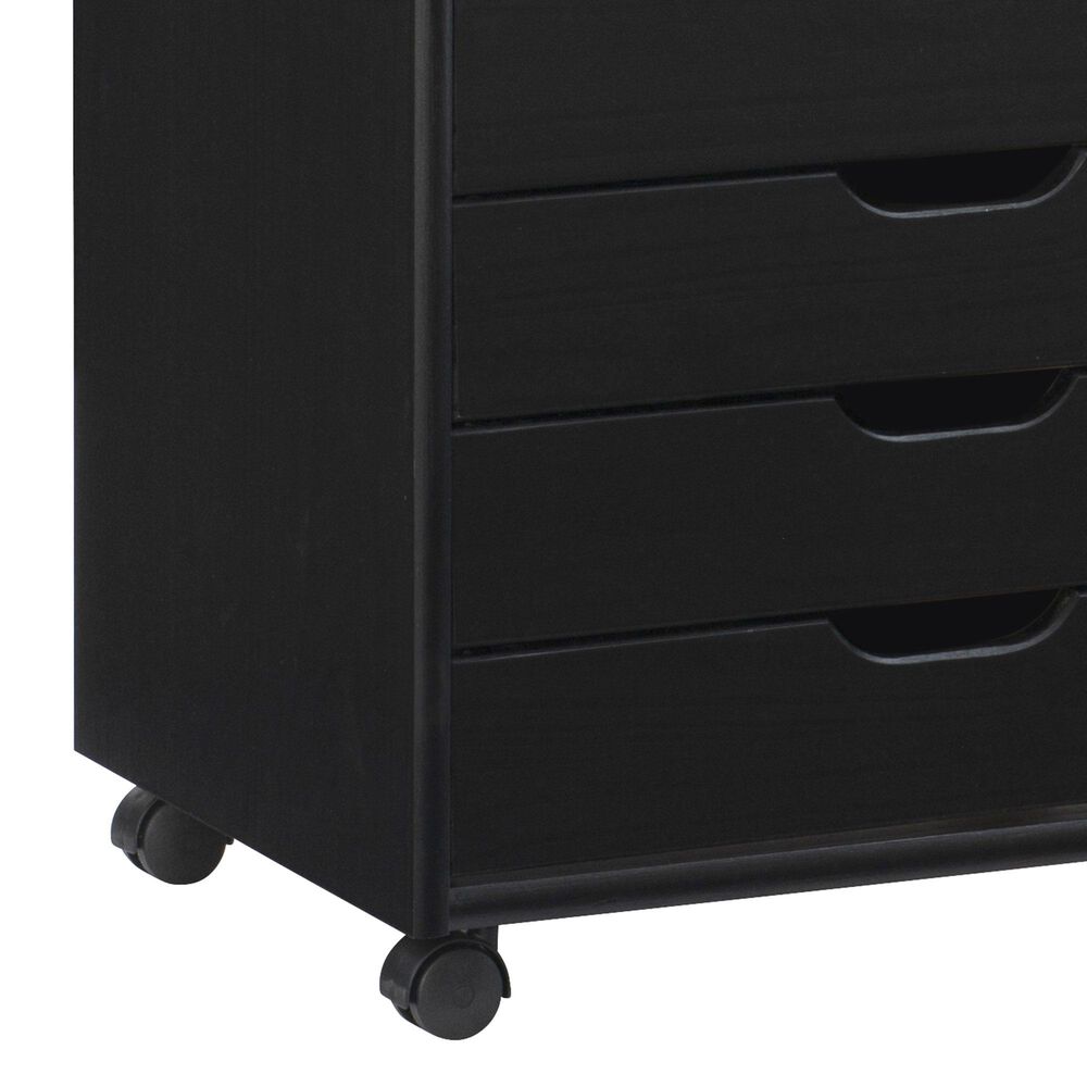 Linon Home Decor Cary 6-Drawer Wide Rolling Cart in Black, , large