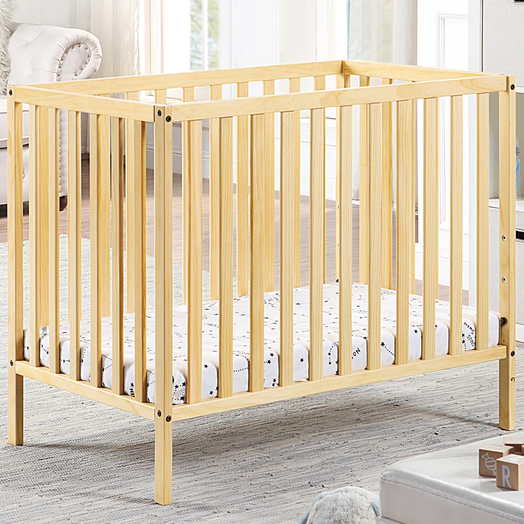 Natural wood mini crib hot sale