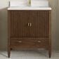 James Martin Myrrin 30" Single Bathroom Vanity in Mid-Century Walnut with Single Hole 3 cm White Zeus Silestone Top and Rectangular Sink, , large