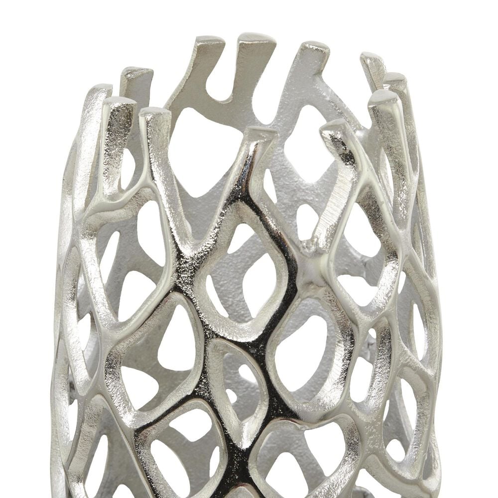 Maple and Jade 45&quot; Cutout Coral Decorative Vase in Satin Silver, , large