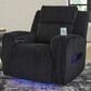 Ashley Forest Lake Power Recliner with Adjustable Headrest in Black Velvet, , large