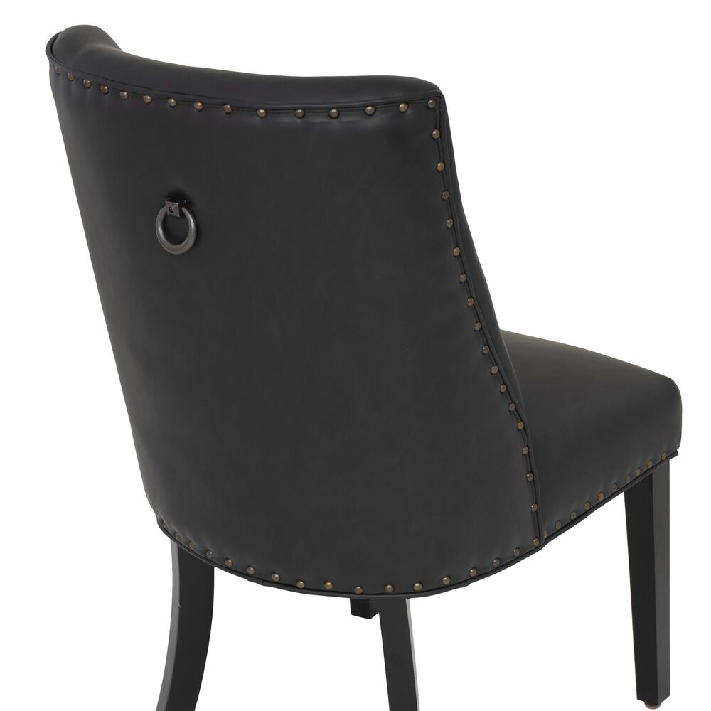 Linon Home Decor Adler Side Chair with Black Faux Leather Cushion in Black, , large