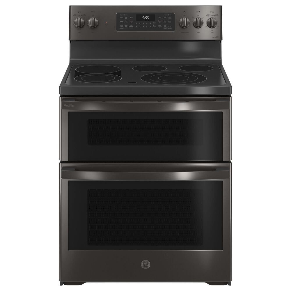 GE Profile 30" Free-Standing Electric Double Oven Convection Range in Black Stainless Steel, , large