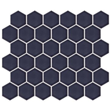 Emser Savvy Navy 2" Hexagon on 11" x 12" Glazed Porcelain Mosaic Sheet, , large