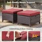 Sunwell Garden Outdoor Ottoman with Brown Rattan in Red (Set of 2), , large