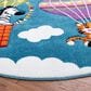 Safavieh Carousel 3" Round Blue and Green Kids Area Rug, , large