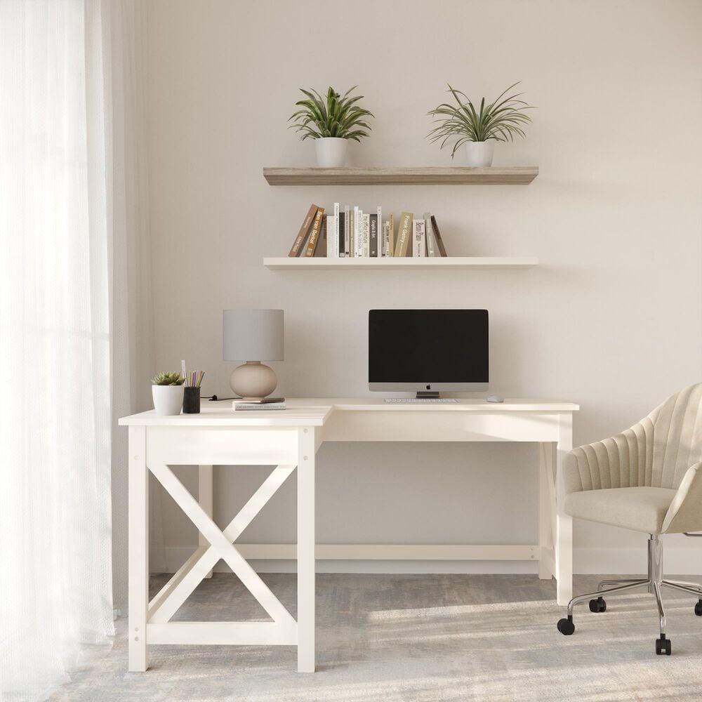 Timberlake L-Shaped Desk in White, , large