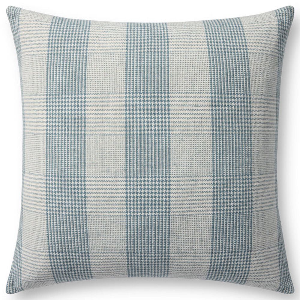 Loloi Auggie 22" Square Throw Pillow in Blue, White and Ivory, , large