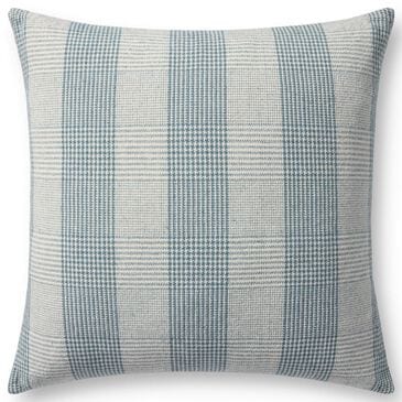 Loloi Auggie 22" Square Throw Pillow in Blue, White and Ivory, , large