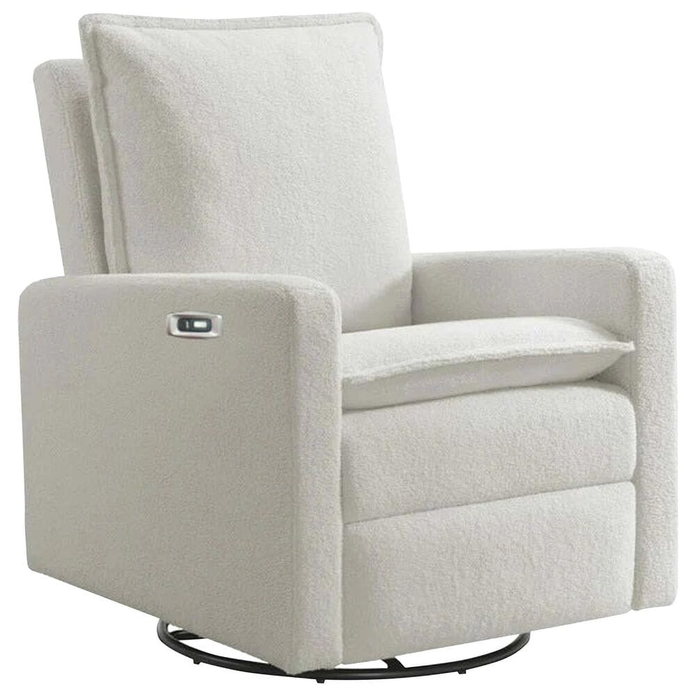 Oxford Baby Uptown Power Swivel Glider Recliner in Boucle White, , large
