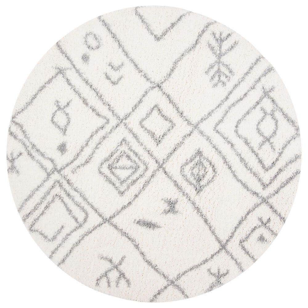 Safavieh Parma Shag PMA583A 6"7" Round Cream and Grey Area Rug, , large