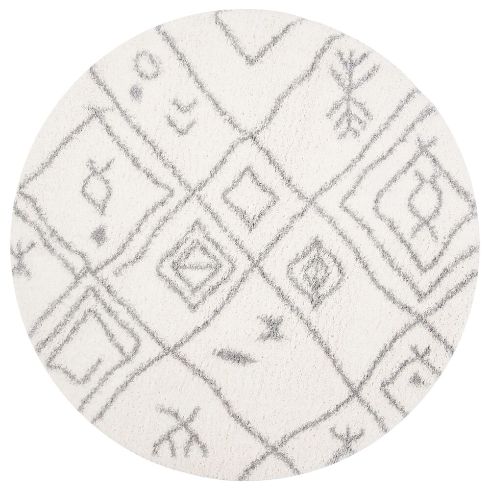 Safavieh Parma Shag PMA583A 6"7" Round Cream and Grey Area Rug, , large