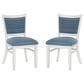 Linon Home Decor Lainey Side Chair with Blue Stripe Cushion in White (Set of 2), , large