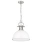 Golden Lighting Duncan 1-Light Pendant with Chain and Matte White Shade in Pewter, , large