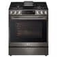 LG 2-Piece Kitchen Package with 6.3 Cu. Ft. Gas Slide-In Range and Microwave in Black Stainless Steel, , large