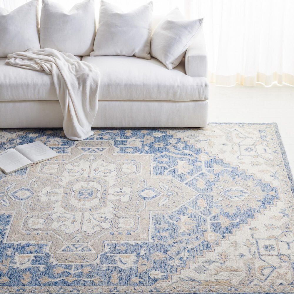Safavieh Micro-Loop MLP503M 8&#39; x 10&#39; Blue and Ivory Area Rug, , large