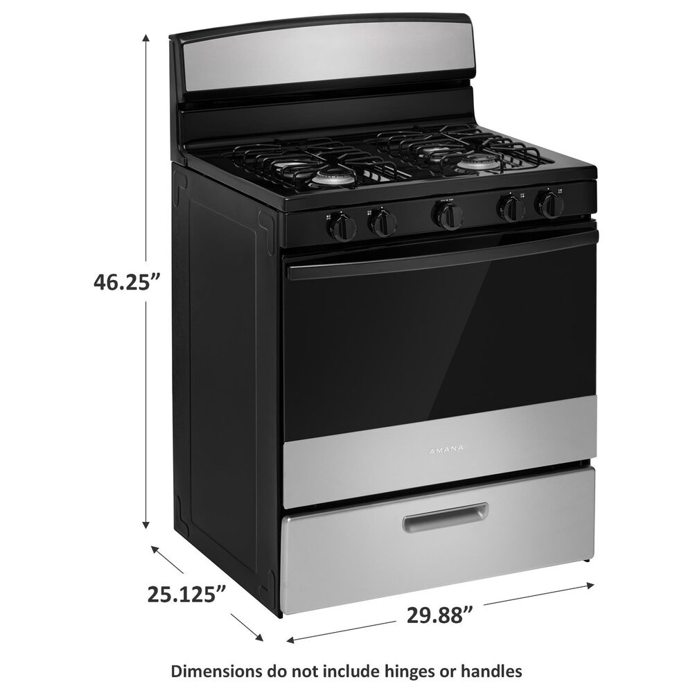 Amana 30&quot; Freestanding Gas Range with Easy-Clean Glass Door in Stainless Steel, , large