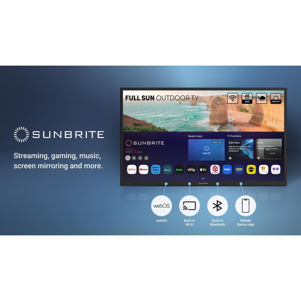 Sunbrite 55&quot; Solis Series - Full Sun - 4K UHD HDR in Black - Smart Outdoor TV, , large