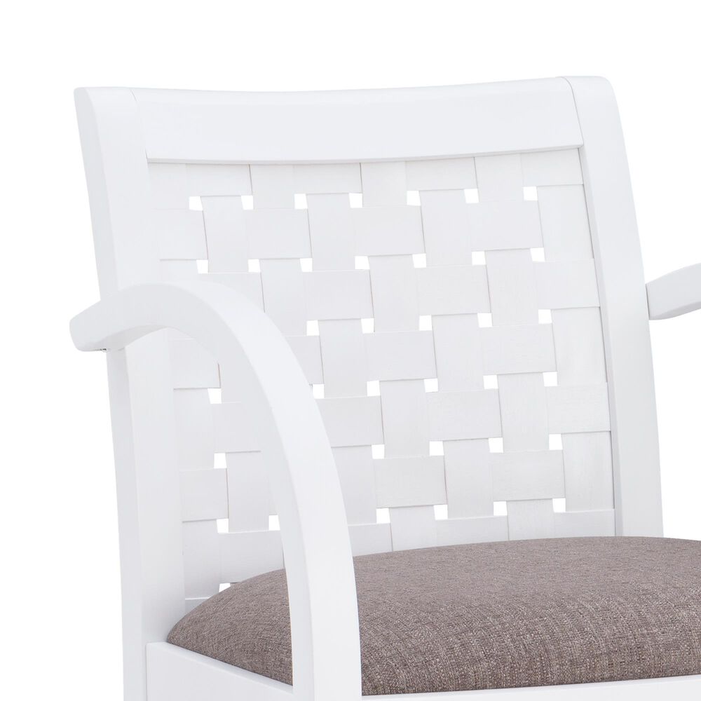 Linon Home Decor Samantha Woven Arm Chair in White, , large