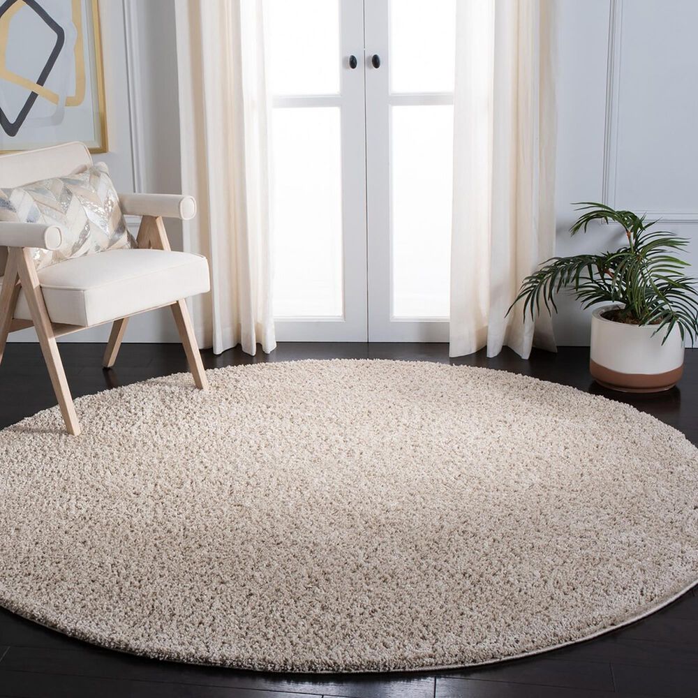 Safavieh August Shag 6&#39;7&quot; Round Beige Area Rug, , large