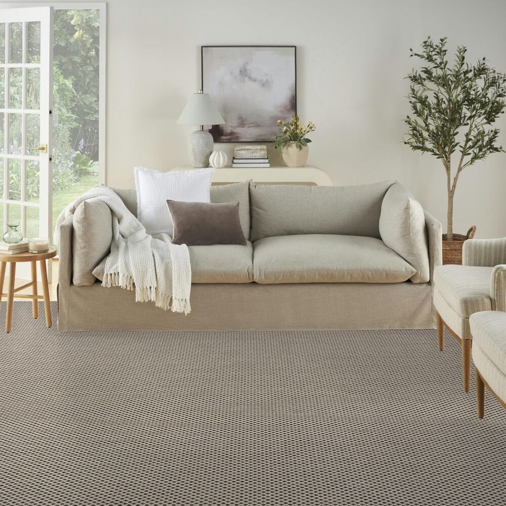 Nourison Courtyard Ivory and Charcoal 10&#39; x 14&#39; Indoor/Outdoor Area Rug, , large