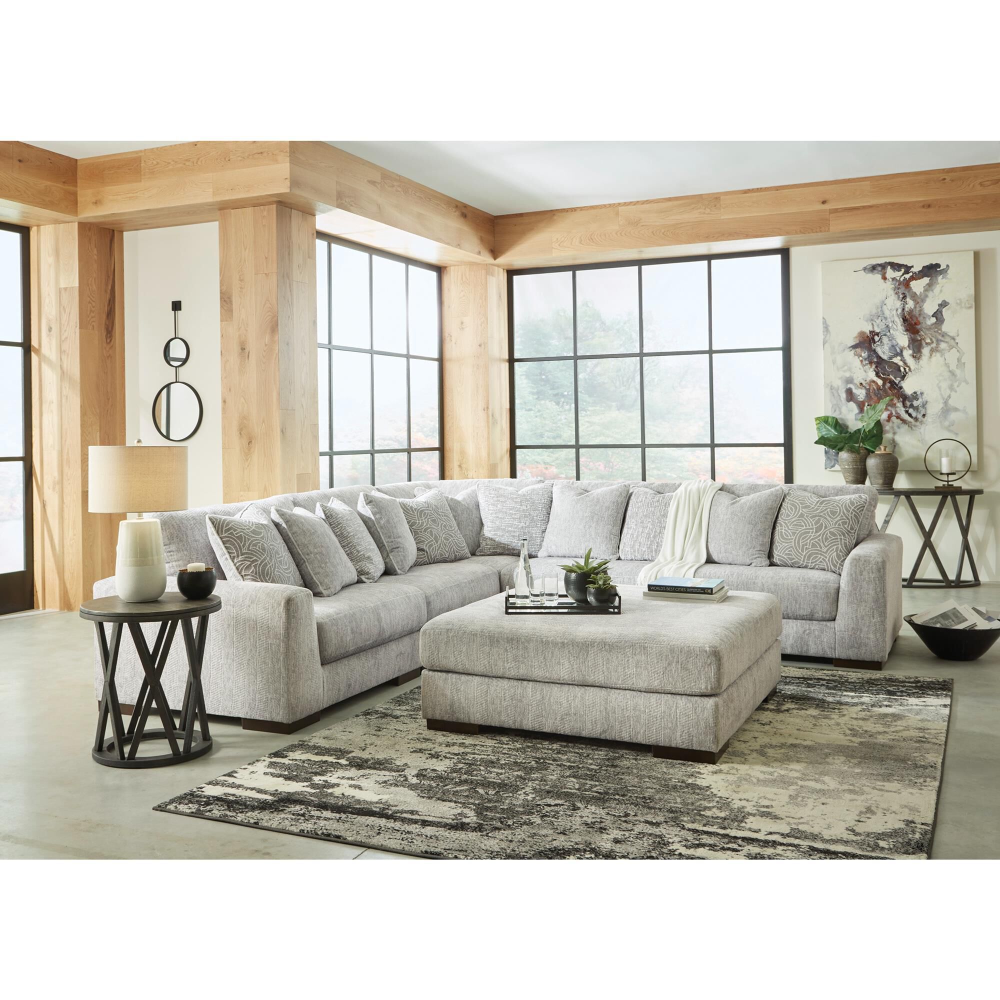 Ashley Regent Park Oversized Accent Ottoman in Pewter