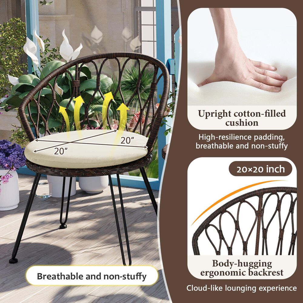 Hearth and Haven 3-Piece Patio Conversation Set in Beige, , large