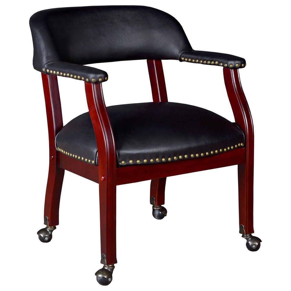 Regency Global Sourcing Ivy League Low Curved Back Captain Chair with Casters in Black, , large