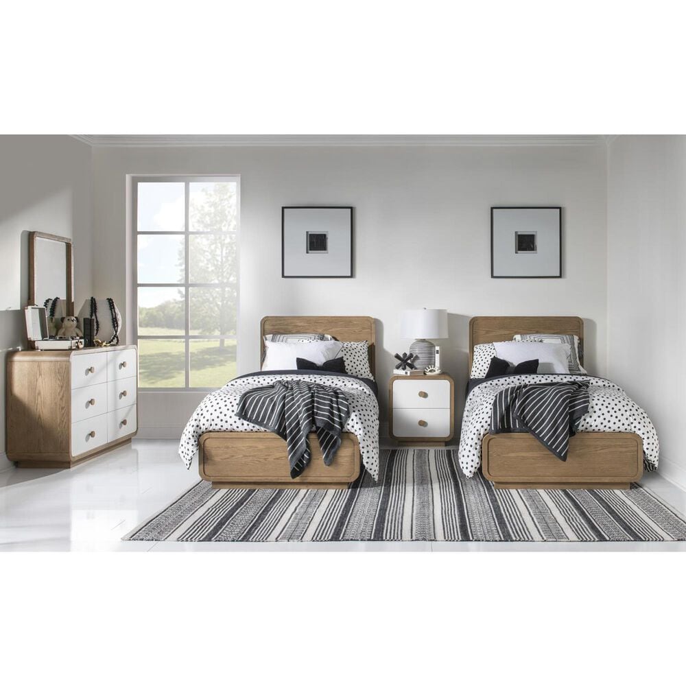 St Claire Home Margot Twin Platform Panel Bed in Desert oak and Cloud White, , large