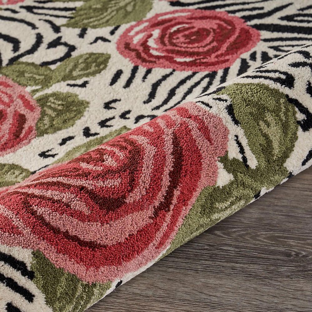 L&amp;R Resources Sinuous Rose Garden 4&#39; Round Multicolor Area Rug, , large