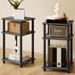 HOMLUX 3-Tier Turn-N-Tube End Table in French Oak Grey and Black (Set of 2), , large