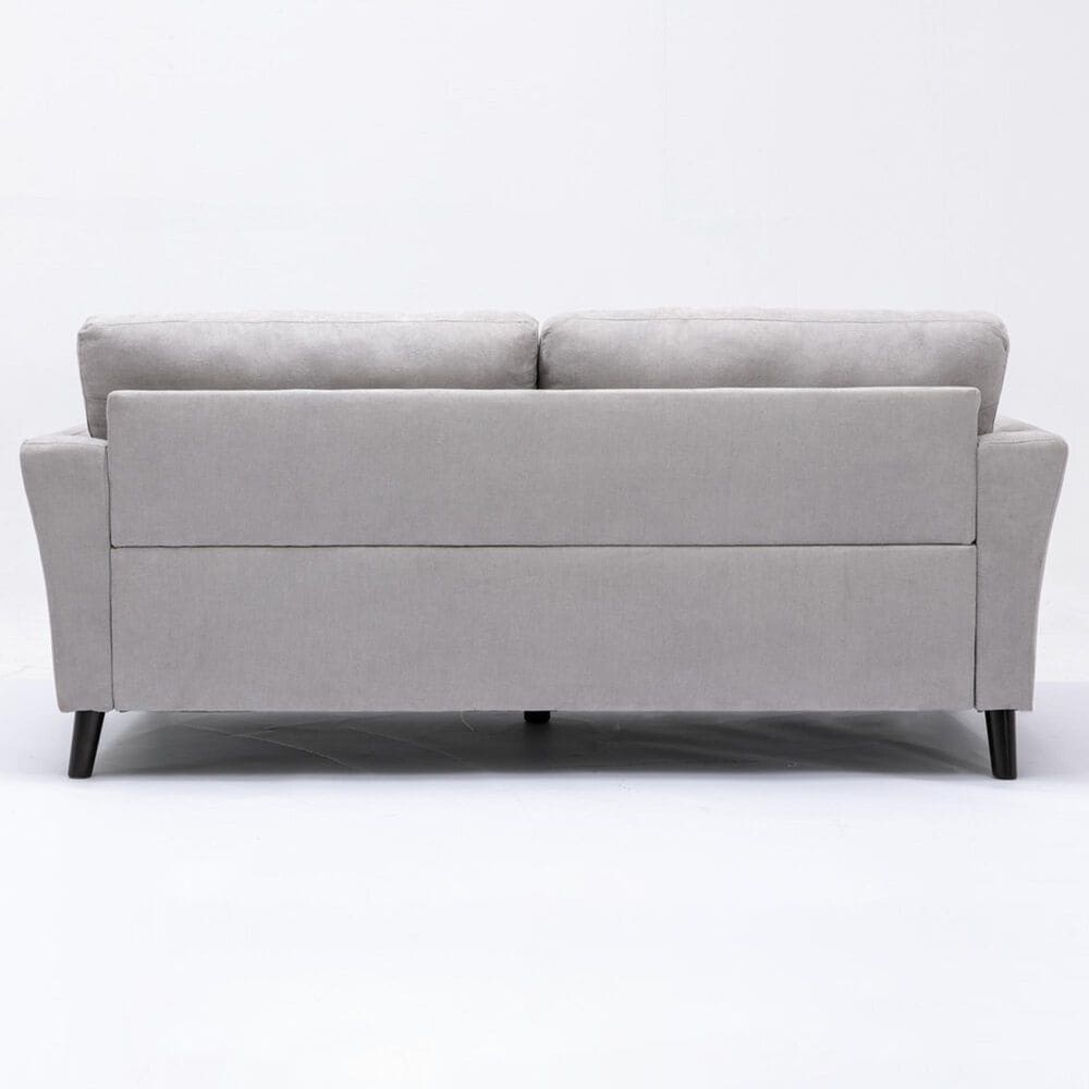 HOMLUX 77"W Woven Fabric Sofa with Pocket Coil Seating, Solid Wood Legs in Light Grey, , large