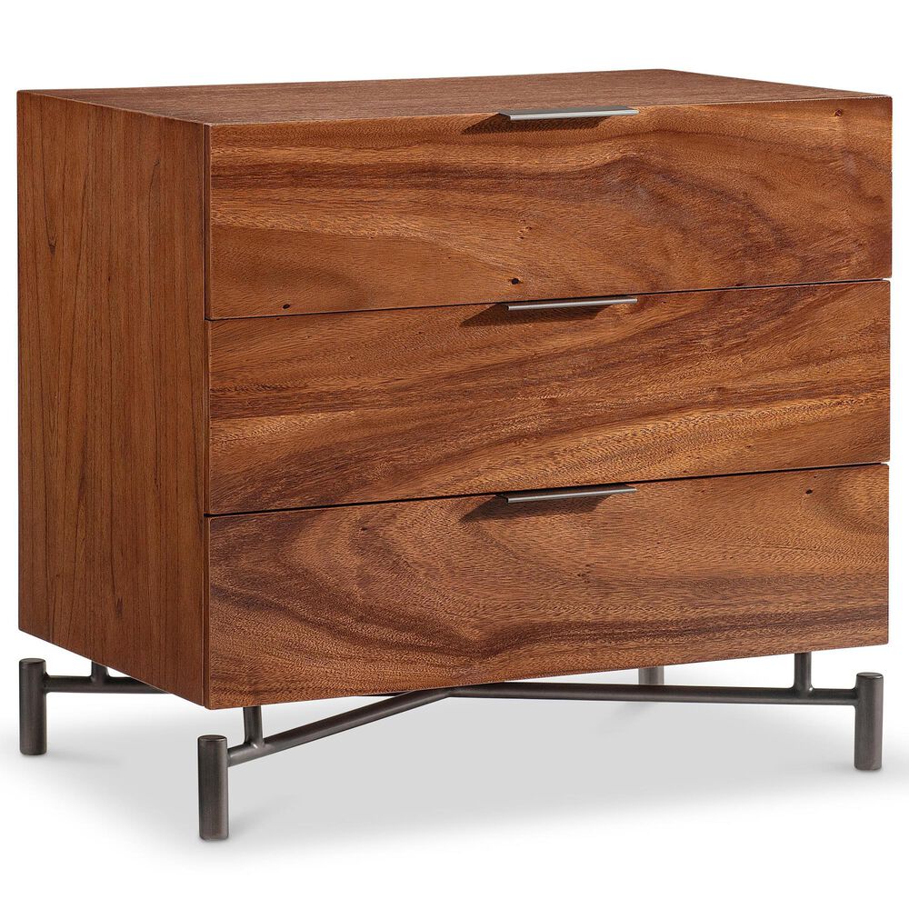 Bernhardt Brasea 3 Drawer Nightstand in Lume and Tungsten with USB Ports, , large