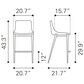 Zuo Modern Magnus Bar Stool in Gray (Set of 2), , large