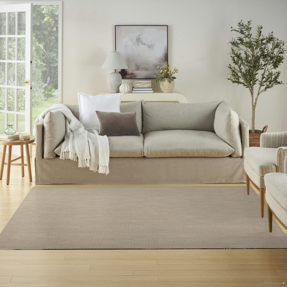 Nourison Courtyard Ivory and Silver 5&#39; x 7&#39; Indoor/Outdoor Area Rug, , large