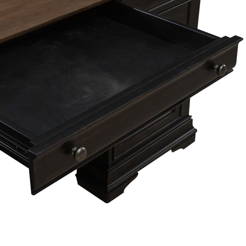Liberty Furniture Meritage Junior Executive Desk in Aged Charcoal and Caramel, , large