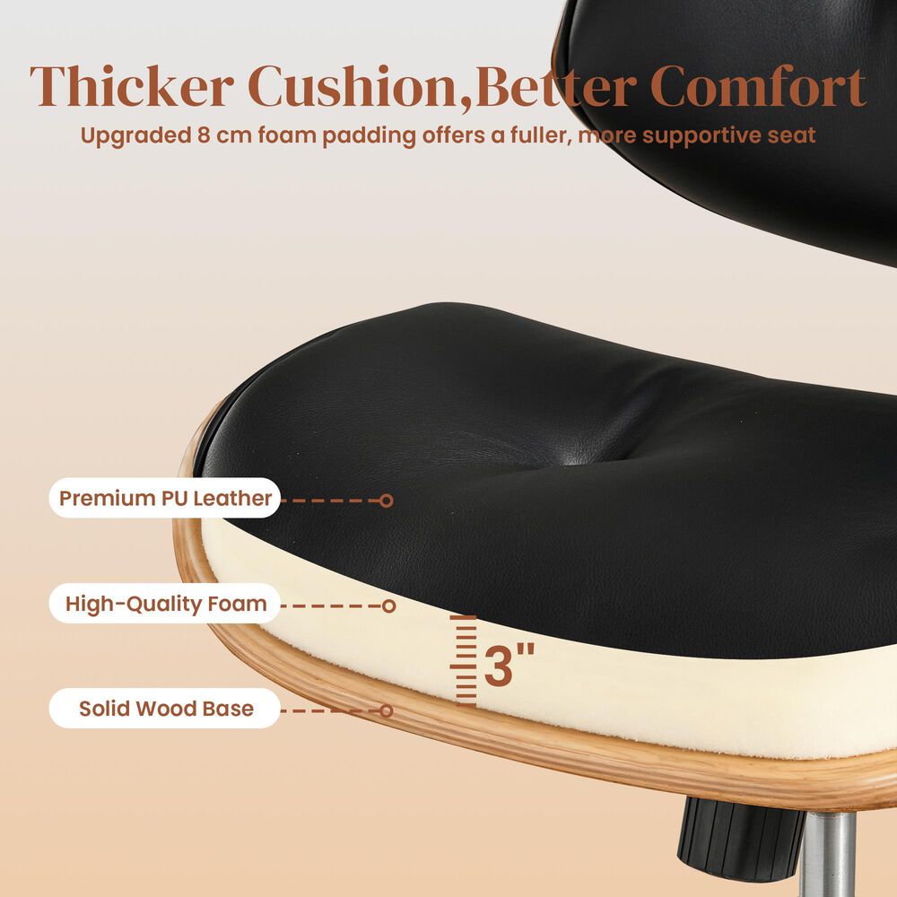 HOMLUX Ergonomic Swivel Office Chair with Button-Tufted Cushion in Black, , large